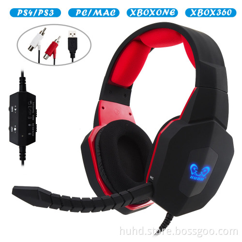 Universal video gaming stereo headphone LED light professional gaming headset for PS4 PS3 PC Xbox one